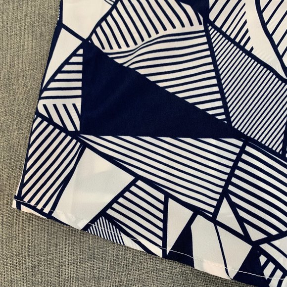 YA Los Angeles Blue White Tank Top Ruffled Sheer Blouse Open Back Sleeveless - Picture 6 of 13